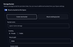 Storage Buckets settings dark mode