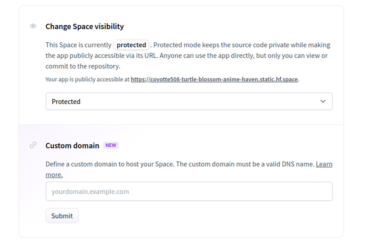 Protected Spaces example