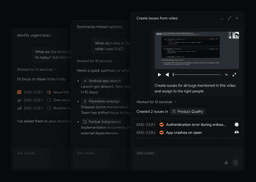Inline agent session examples, creating issues from an uploaded video