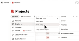 Customize your tabs in databases
