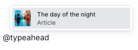 A typeahead suggestion for an article titled 