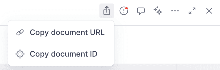 Expanded document share pane showing new options