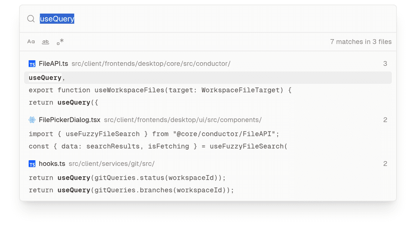 Search in files results for useQuery, grouped by file