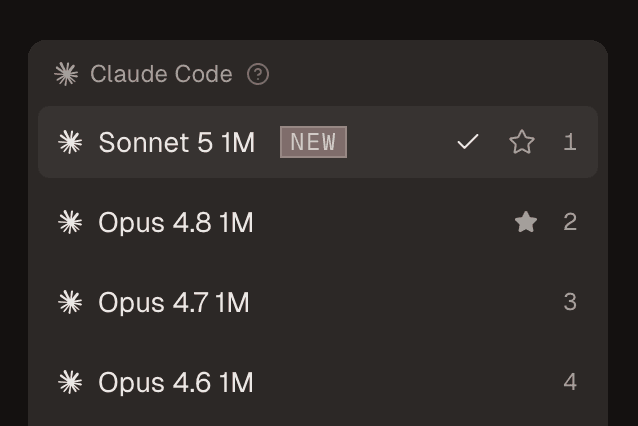 Claude Sonnet 5 in the model picker