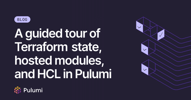 Terraform state backend, module registry, HCL support in Pulumi Cloud