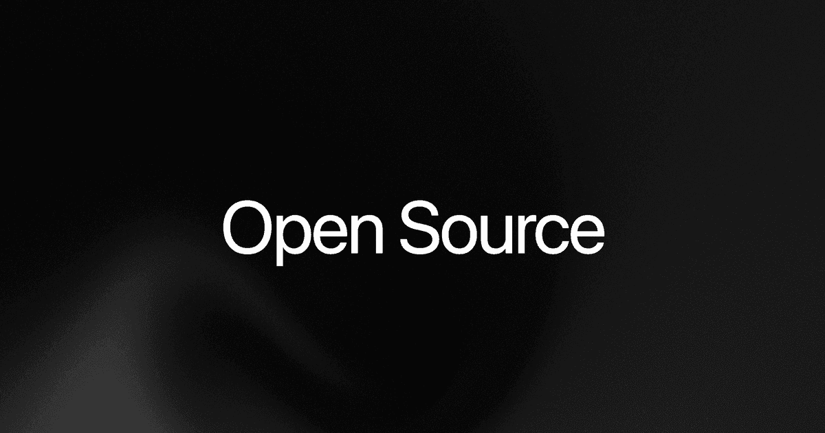 Announcement cover reading 'Open Source' over a dark gradient