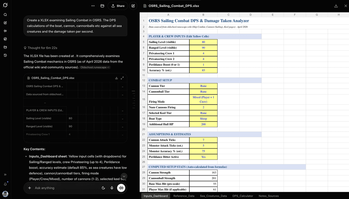 Grok creating spreadsheets
