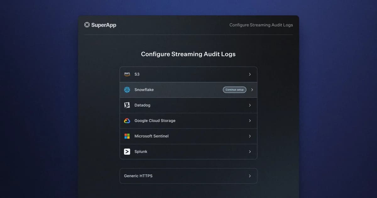 Snowflake log streaming in Audit Logs