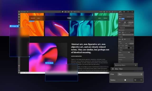 Create blurring and color effects with backdrop filters
