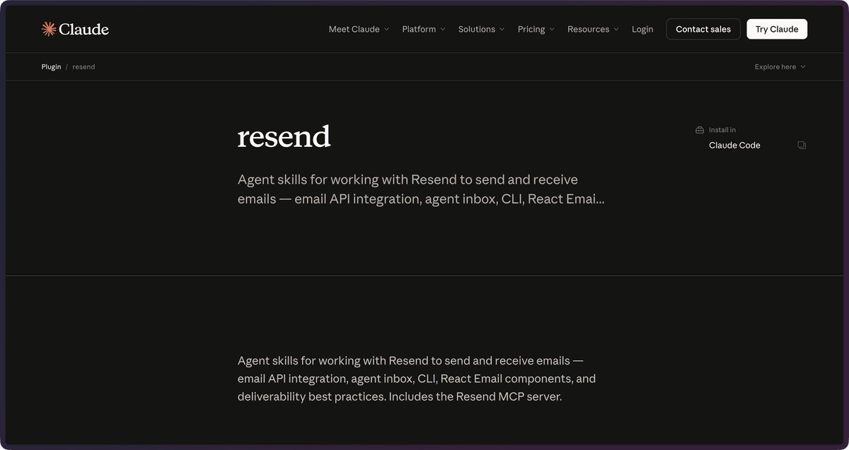 Resend Claude Code Plugin