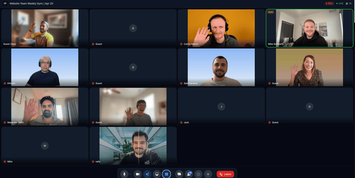 Team testing the new webinar feature