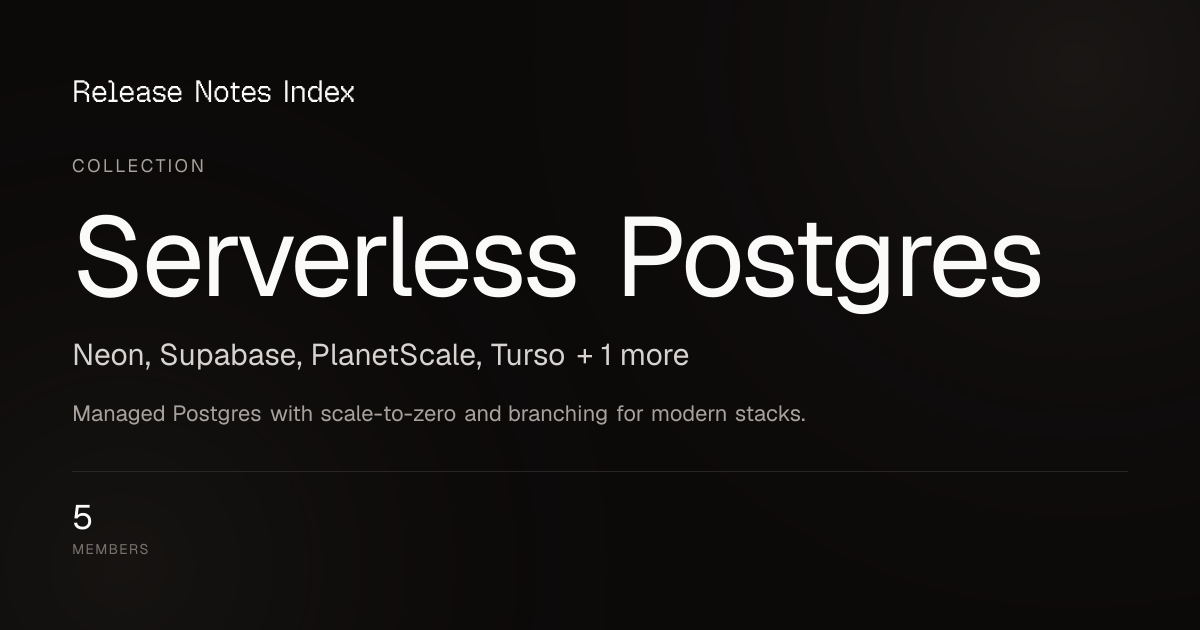 What's new with Serverless Postgres — Releases Index