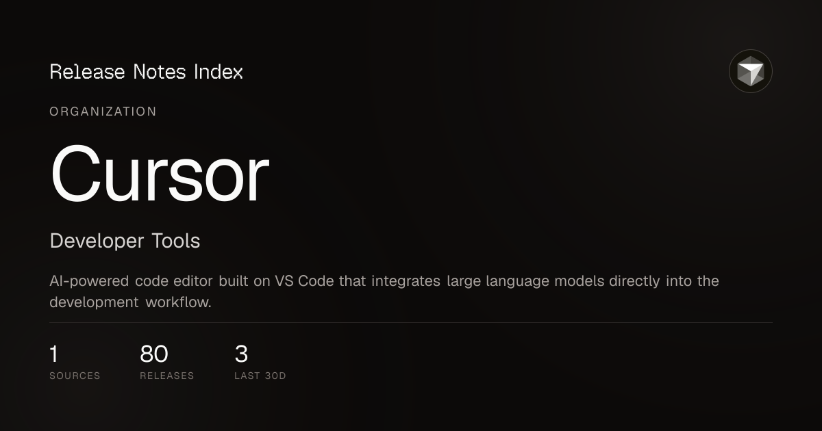 Cursor Release Notes & Changelog · October 2026 — Release Notes Index