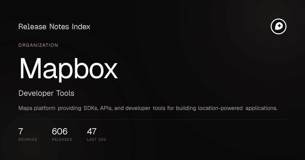 Mapbox Releases & Latest Updates · July 2026 — releases.sh