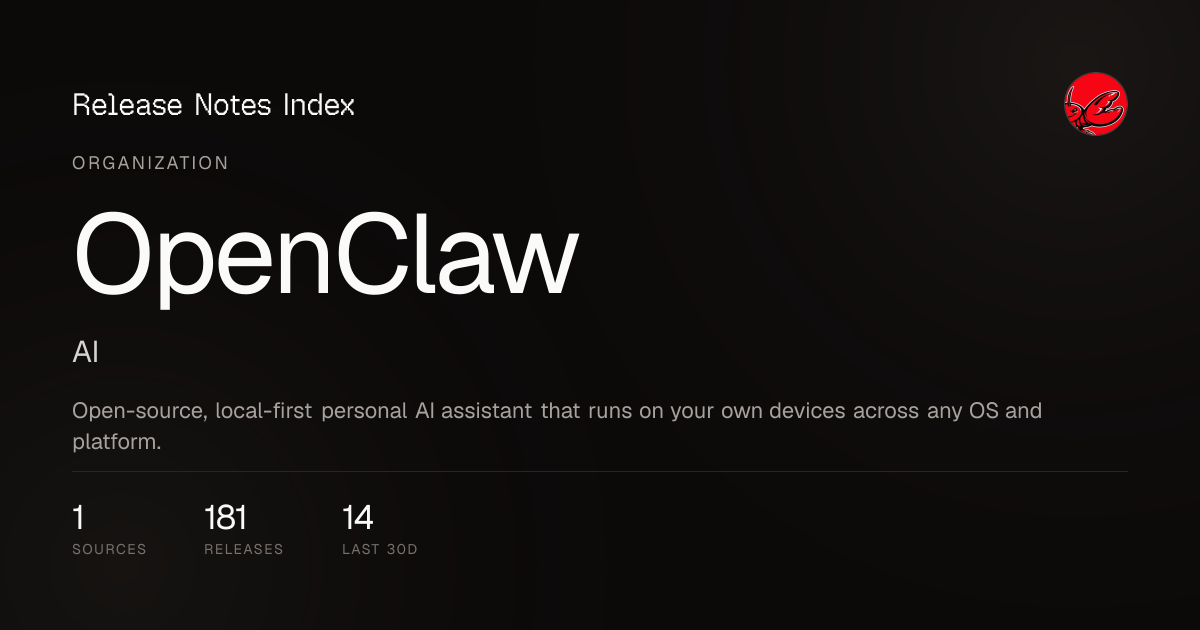 OpenClaw Release Notes & Changelog · October 2026 — Releases Index