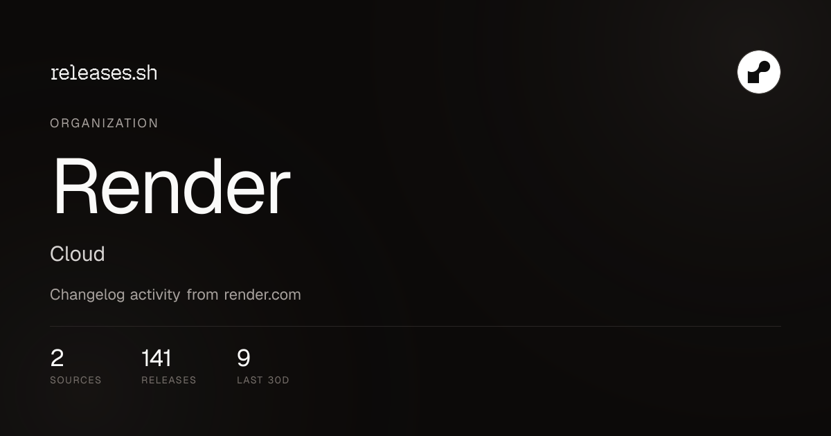 Render Overview · September 2026 — Releases Index