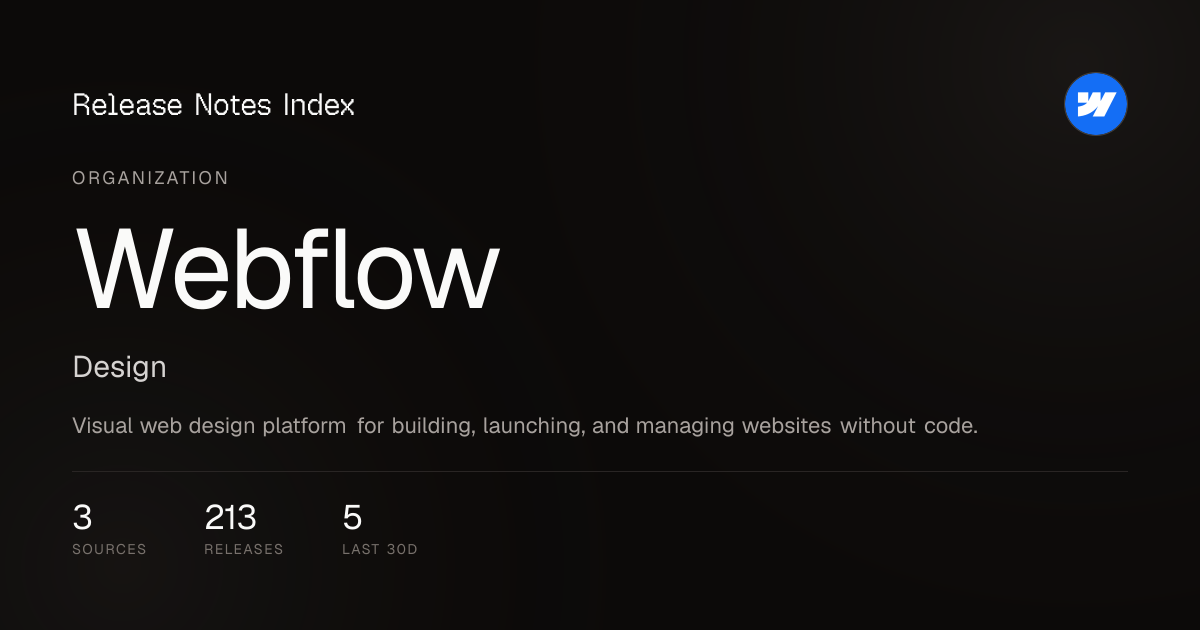 Webflow Overview · October 2026 — Release Notes Index
